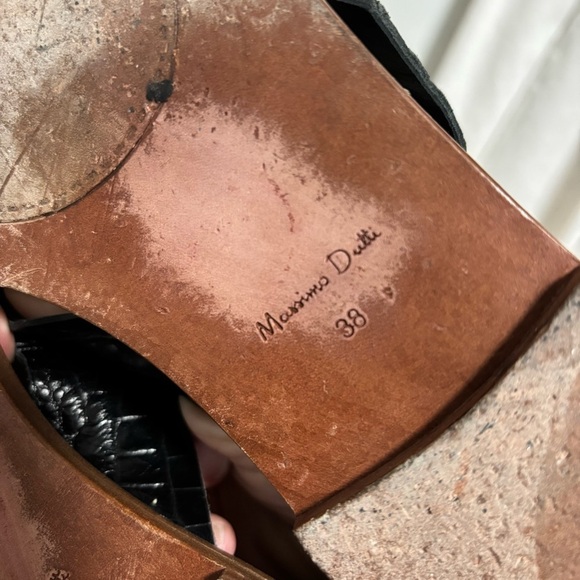 Massino Dutti Chappals Black Croc Vegan Leather Criss Cross Slip On Flat Sandals - Picture 6 of 7